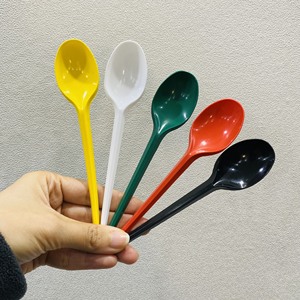 Cuillères en plastique jetables à long manche, imprimées sur mesure, prix fournisseur, pour fêtes, restaurants, cuillères à soupe rapides rouges – Vente chaude - Product Image 4