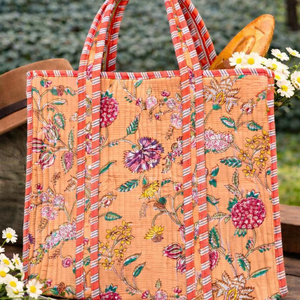 Bolsos de Mano de Algodón para Mujer con Estampado Artesanal, Bolsos de Compras, Bolsos de Playa, Bolsos Casuales, Bolsos de Mano Tradicionales Indios, Étnicos, de Lujo, Hermosos - Product Image 1