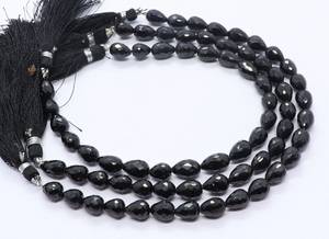 Perles facettées en spinelle noire naturelle AAA, forme goutte droite, 5x7 MM, perles de pierre précieuse en spinelle noire, 7 pouces, perles en spinelle en forme de larme, vente en gros - Product Image 4