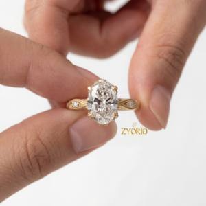 Diamante Cultivado en Laboratorio de Corte Ovalado de Moda, Claridad VS, 1.00-3.00 CT, Oro Sólido de 14K/18K, para Compromiso, Boda, Fiesta, Aniversario - Product Image 4