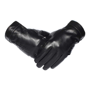 Leather Gloves Wrist Length Plain Style Thermal Unlined for Daily Use Winter Warmth Casual Wear - Product Image 3