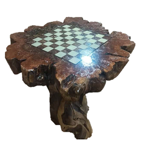 Offre Spéciale – Ensemble d'échecs d'extérieur en bois, design 100 % original, forme naturelle, exclusif, exotique et minimaliste - Product Image 1