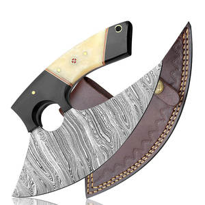 Custom Handmade Damascus Steel Pizza Cutter Wheel with Bone & Black Horn Handle | Premium Kitchen Pizza Slicer - Product Image 1