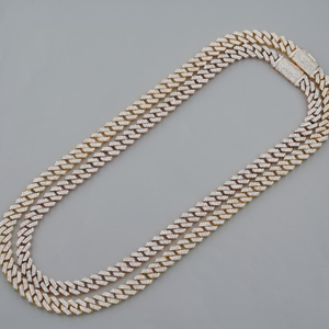 สร้อยคอทองคำแท้ 18k VS1 ประดับเพชรทรงกลมขนาด 15 มม. แบบ Cuban Link  สร้อยคอฮิปฮอปแบบปรับแต่งได้ สร้อยคอแบบ Miami Link - Product Image 1