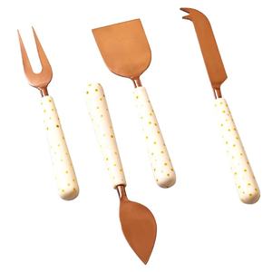 Ensemble de couteaux de mariage en acier inoxydable, nouveau design, poignée transparente en résine blanche laiteuse, ensemble de serveurs de gâteaux de mariage - Product Image 2