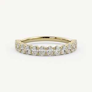 Oval Lab Grown <b>Diamond</b> Wedding Bands Minimalist Solitaire Bridal Half Eternity Stacking <b>Rings</b> For Women Wholesale 14k Solid Gold - Product Image 1
