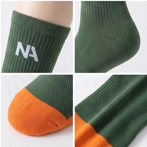 North Approach Crew <b>Socks</b> Green <b>Orange</b> Toe Breathable Daily Wear Adult Spring Season - Product Image 4