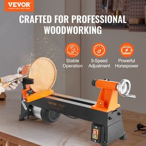 Torno de Madera de Sobremesa de 0.5 HP y 370W, Dimensiones de 10x18 Pulgadas, 5 Velocidades Ajustables, Ofrece Potencia de Motor para Trabajos Creativos en Madera - Product Image 2
