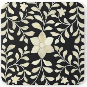Premium Indian Bone Inlay <b>Coasters</b> Set of Designer Walnut <b>Drink</b> Pads <b>for</b> Home Dining Office Classic Interior Styling Mats & Pads - Product Image 3