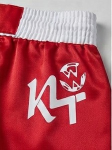 Shorts d'arts martiaux KLTW INT'L K4 rouge unisexe en polyester/coton respirant, coupe ample pour adulte, logo frontal imprimé par sublimation. - Product Image 4