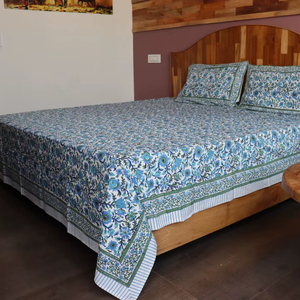 ชุดผ้าปูที่นอนพิมพ์ลายด้วยมือแบบอินเดียดั้งเดิม ผ้าฝ้ายแคมบริก พร้อมปลอกหมอนเข้าชุด ราคาขายส่ง - Product Image 1