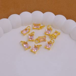 Elegant Pink <b>Amethyst</b> Quartz Rectangle 18K Gold Plated Handmade Charm <b>Pendant</b> for Necklace & Bracelet Wholesale Jewelry Supplies - Product Image 4