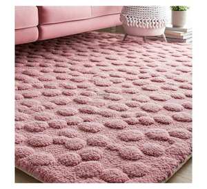 Alfombra de Peluche 3D Súper Suave, Antideslizante, Imitación Piel de Conejo, Color Rosa, para Sala de Estar y Niños - Product Image 2