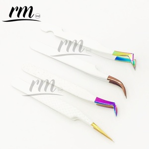 Pincettes luxueuse à poignée en diamant blanc, pour les extensions de cils, avec plusieurs points, qualité supérieure, Logo privé et emballage personnalisé - Product Image 1