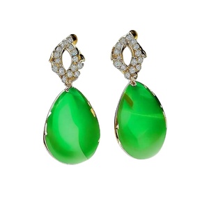 Nuevos pendientes verdes de Plata de Ley 925 para mujer, conjunto de joyería de moda de lujo personalizado, pendientes - Product Image 1