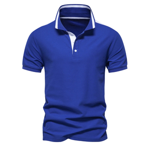 Polo à manches courtes pour homme, couleur unie, coton piqué, décontracté, boutonné, coupe classique, tissu tricoté - Product Image 3