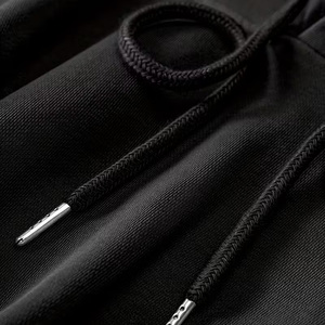 Conjunto de Sudadera con Capucha y Pantalones Cortos Negros para Hombre, de Algodón y Felpa, Dos Piezas, Ropa Deportiva Informal para Otoño - Product Image 5