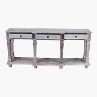 Table console en bois de manguier massif de haute qualité au meilleur prix, idéale pour l'entrée, avec finition blanche vieillie