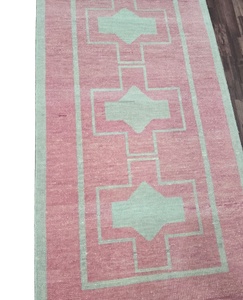 Alfombra anudada a mano de lana antigua de alta calidad 2,8x12 2,8x10 alfombra rosa para rezar corredor para sala de estar alfombras de telar hechas a mano de algodón - Product Image 5