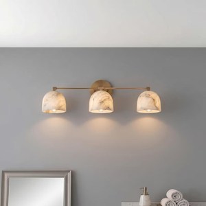 Applique murale moderne en laiton avec abat-jour en marbre, décoration intérieure pour salle de bain, design minimaliste - Product Image 3