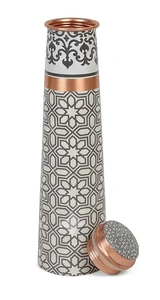 <b>Flower</b> <b>Sticker</b> Eco Friendly Pure Copper Metal Modern 2 Glass Water Bottles Keeps Water Fresh Customizable Gift Set - Product Image 3