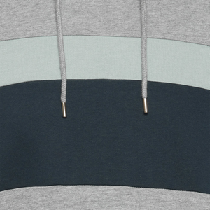 <b>Men's</b> Color Blocking Hooded <b>Sweatshirt</b> Regular Fit Casual <b>Grey</b> Navy Mint Long Sleeve Autumn Wear French Terry Knitted - Product Image 6