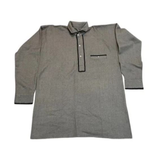 Gray Men's Thobe <b>Long</b> <b>Sleeve</b> Islamic Robe Breathable Cotton 19th Century Civilian <b>Wool</b> Flannel Shirts - Product Image 3
