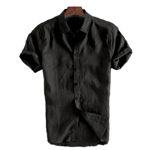 Men's Casual <b>Short</b> <b>Sleeve</b> <b>Shirt</b> Street Wear Lapel Button Solid Color Cotton <b>Linen</b> <b>Shirt</b> for Men Vintage Vacation Blouse XS-6XL - Product Image 4