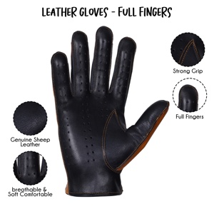 Gants en cuir de mouton unisexe de qualité supérieure respirant chaud doux doublé quotidien en plein air tenue décontracté à la mode accessoire d'hiver - Product Image 3
