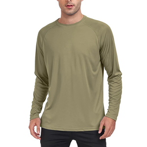 Men's Solid <b>Navy</b> Blue <b>Long</b> <b>Sleeve</b> Raglan <b>T</b>-<b>Shirt</b> Crew Neck Pullover Fishing Top - Product Image 2