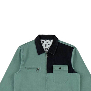Pakistan Manufacturer's Custom 100% Cotton Men's Winter Casual <b>Canvas</b> <b>Jackets</b> Mandarin Collar Front Logo Breathable Solid Color - Product Image 2