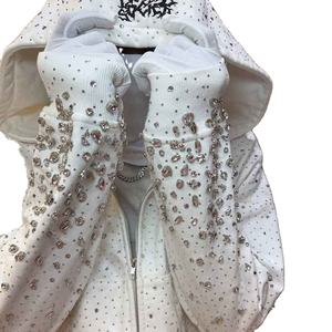 Custom Street Wear Diamond Sparkle <b>Zip</b> <b>up</b> <b>Hoodie</b> With Diamonds <b>Black</b> High Quality & Quick Dry Rhinestones <b>Hoodie</b> - Product Image 5