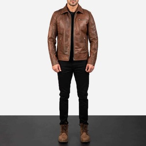 Veste en cuir véritable pour homme, veste de motard en cuir véritable, manteau en cuir noir vintage, vêtements d'extérieur classiques pour l'hiver pour homme - Product Image 5