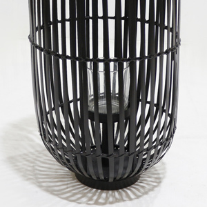 Portavelas cilíndrico de bambú negro, duradero, para decoración del hogar - Product Image 6