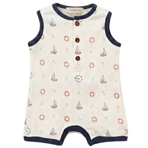 Body de Bebé Orgánico de Manga Corta con Estampado de Pequeño Marinero, Colección Cot & Candy - Product Image 1