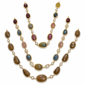 Collier élégant en argent 925 plaqué or avec pierres précieuses ovales multicolores pour femmes, idéal pour les mariages, les fêtes et les occasions spéciales - Product Image 1