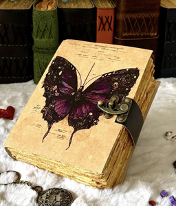 Vintage Hardcover Leather <b>Diary</b> with Purple Butterfly Design Sewing Binding Metal Clasp Gift Journal 100 Sheets UV Printed - Product Image 3
