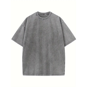 Men's Oversized 100% Cotton T-Shirt O-Neck Short Sleeve Contrast Trim Casual Vintage <b>Green</b> Drop Shoulder Breathable Quick Dry - Product Image 1