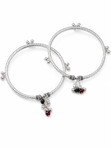 Fashion Silver Foot <b>Anklet</b> with Hanging <b>Bead</b> Charms for Women - Product Image 3