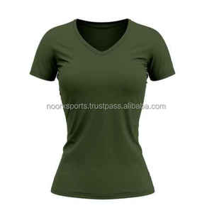 เสื้อยืดฟิตเนสแห้งเร็วคอวีสำหรับผู้หญิงใส่ในฤดูร้อนพิมพ์โลโก้เป็นมิตรกับสิ่งแวดล้อม - Product Image 4