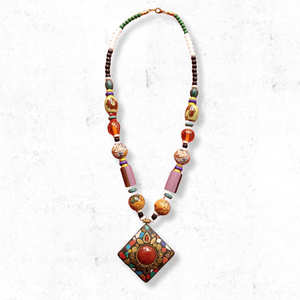 Premium Quality Handmade Multicolor Mosaic Pendant Beads <b>Necklace</b> for Women Ethnic <b>Statement</b> Jewelry Design - Product Image 4