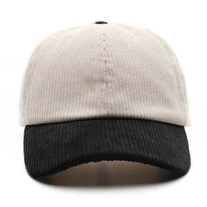 Casquette de baseball en velours côtelé personnalisable, sangle réglable, visière incurvée, bicolore, style streetwear décontracté, logo personnalisé, vente en gros - Product Image 6