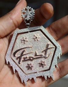 Colgante de circonita cúbica helada con forma de hexágono, copo de nieve o letra, collar de joyería personalizada, regalo - Product Image 2