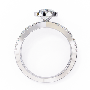 Anillo de Compromiso con Diamante Cultivado en Laboratorio de Corte Marquesa de 1.00ct, Oro Amarillo de 18K, Halo y Tallo con Pavé, Anillo de Boda para Mujer - Product Image 6