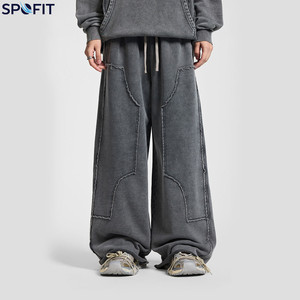 Custom Men's Straight Sweatpants <b>Elastic</b> <b>Waist</b> Drawstring Jogger Pants Washed Baggy <b>Trousers</b> for Autumn - Product Image 5