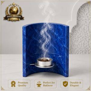 เตาเผากำยานลายหินอ่อนสีดำ Skies Traders รุ่น Bakhoor Censer ดีไซน์โค้งด้านหลัง สไตล์อาหรับ สำหรับอูด เป็นมิตรต่อสิ่งแวดล้อม 100% ธรรมชาติ ใช้เพื่อการบำบัด - Product Image 2