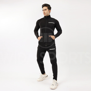 Ensemble de survêtement d'été pour homme, vêtements de sport personnalisés, haut à manches longues en polaire à séchage rapide avec fermeture éclair quart de tour et pantalon de jogging, tenue d'entraînement - Product Image 4