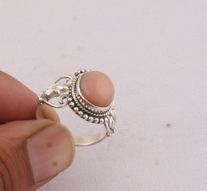 <b>Dainty</b> Pink Opal <b>Ring</b> 925 Sterling Silver Minimalist Jewelry Stackable Pink Gemstone <b>Ring</b> for Women Thin Band Daily Wear Jewelry - Product Image 2