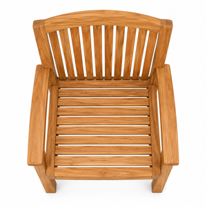 Chaise de jardin extérieure en teck massif, design contemporain, écologique, imperméable, durable, avec dossier à lattes verticales et larges accoudoirs - Product Image 2