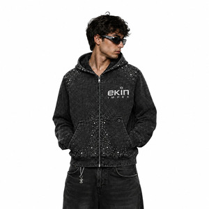 Sudadera con capucha unisex de forro polar grueso de primera calidad, estilo oversize, con cremallera completa, personalizada, estilo urbano, informal para hombre. - Product Image 3